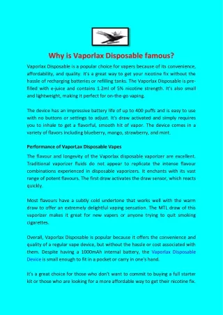 Why is Vaporlax Disposable famous?