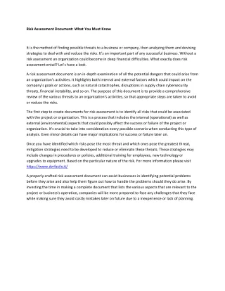 risk assessment document what you must know