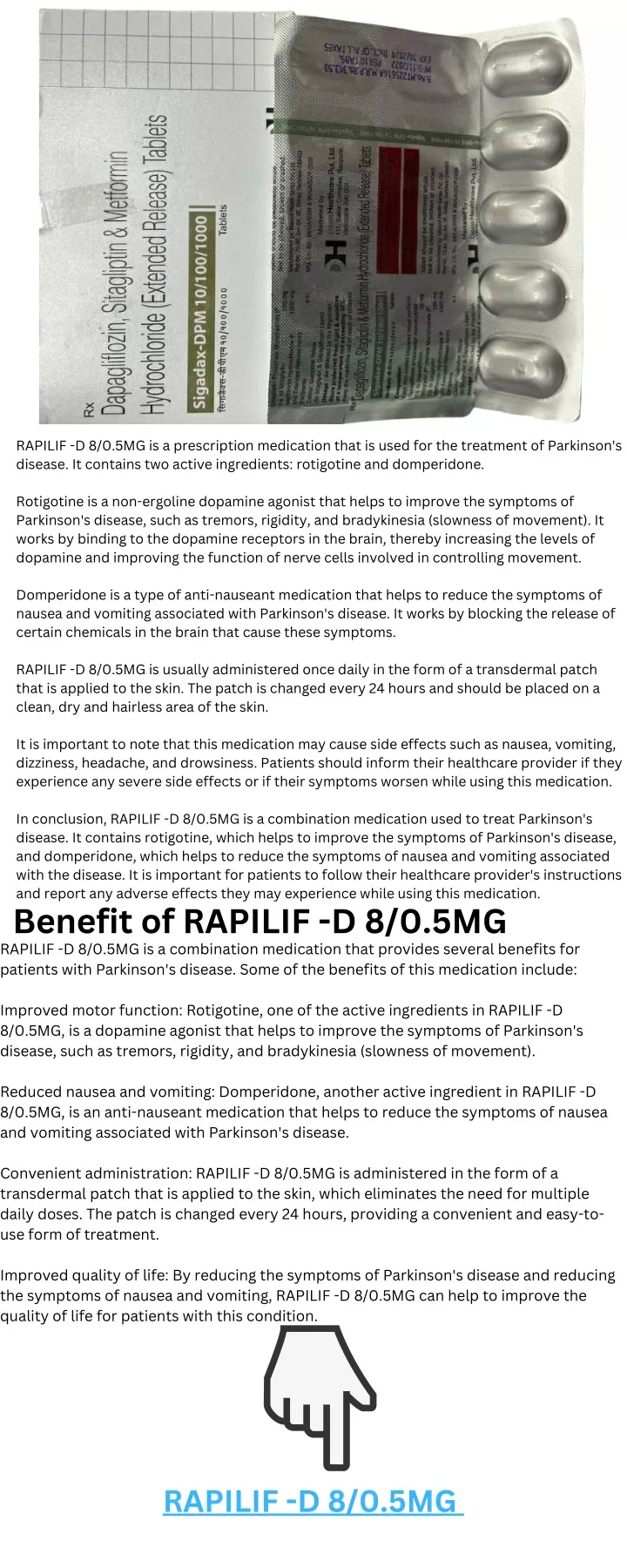 rapilif d 8 0 5mg is a prescription medication