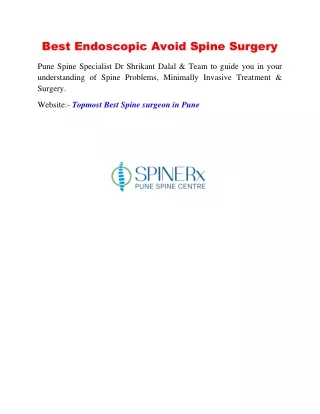 Best Endoscopic Avoid Spine Surgery