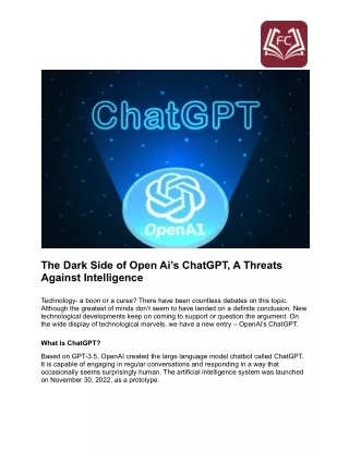 The Dark Side of Open Ai’s ChatGPT