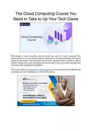 The Cloud Computing Course You Need to Take to Up Your Tech Game