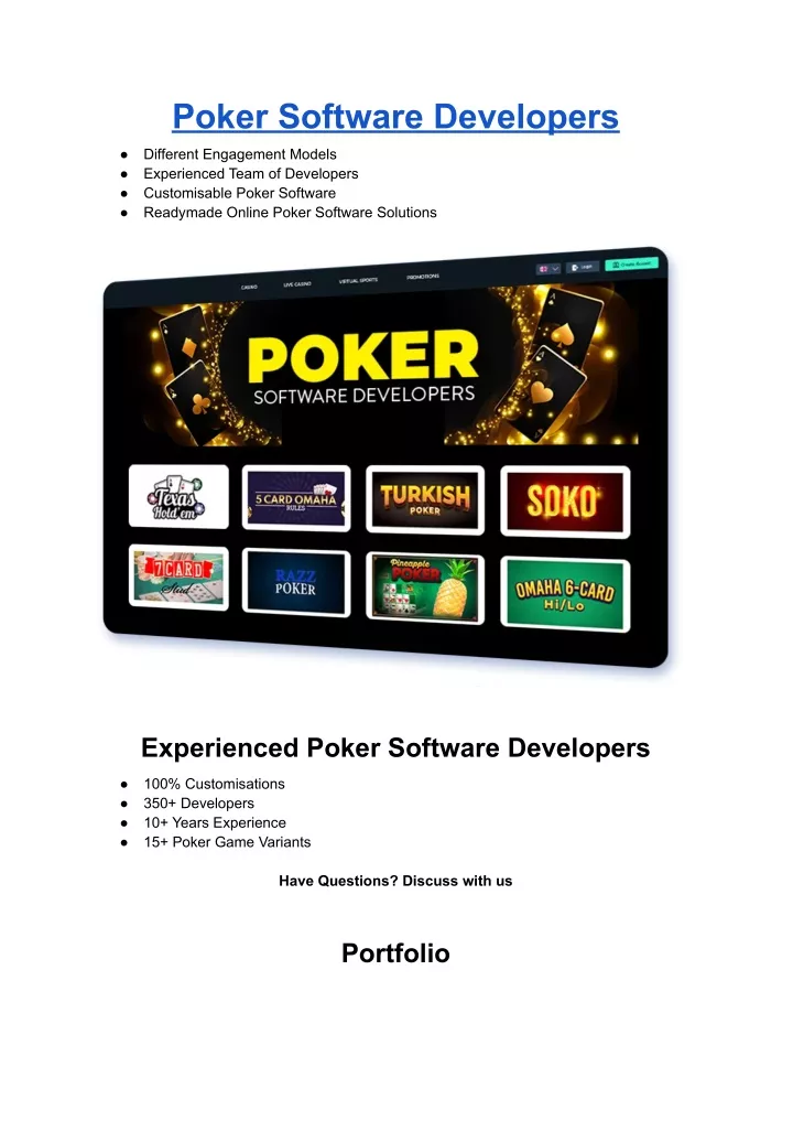 poker software developers
