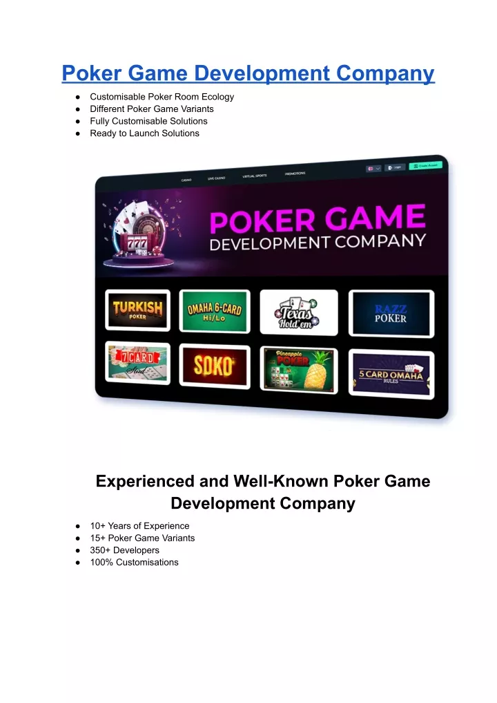 poker game development company