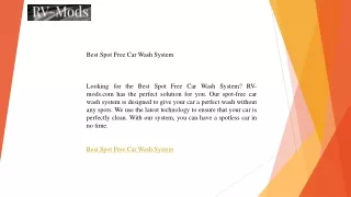 Best Spot Free Car Wash System   Rv-mods.com