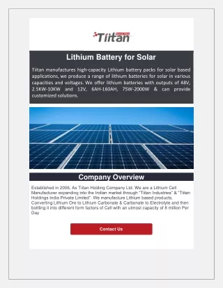 Lithium Battery for Solar