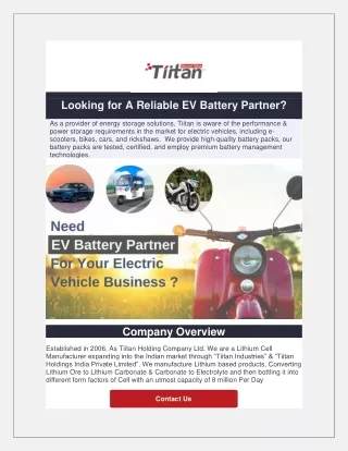Lithium Battery For Electric Vehicle (EV)