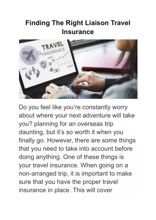 finding the right liaison travel insurance