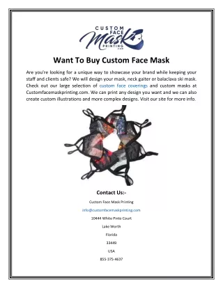 Want To Buy Custom Face Mask