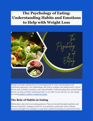 The Psychology of Eating: Understanding Habits and Emotions to Help with Weight