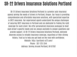 SR-22 Drivers Insurance Solutions Portland