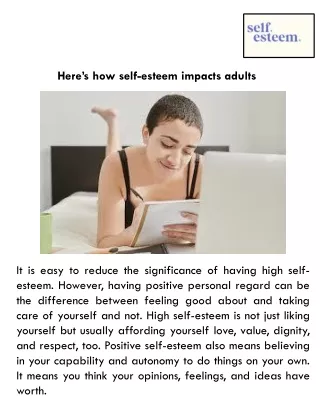 Here’s how self-esteem impacts adults