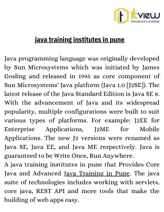 Java Training Institute In Pune