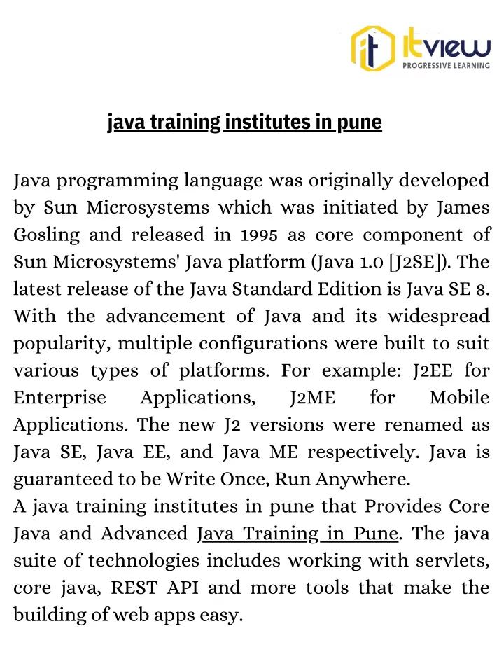 java training institutes in pune