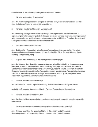 oracle fusion scm inventory management interview