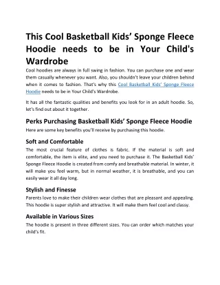 This Cool Basketball Kids’ Sponge Fleece Hoodie_ needs to be in Your Child’s Wardrobe