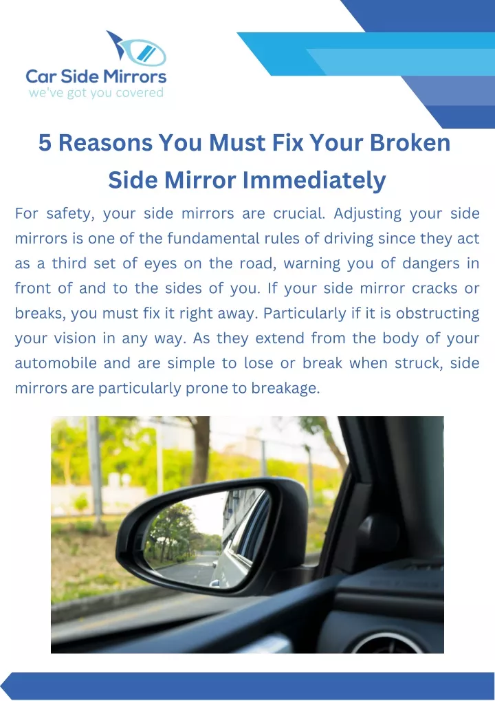 5 reasons you must fix your broken side mirror