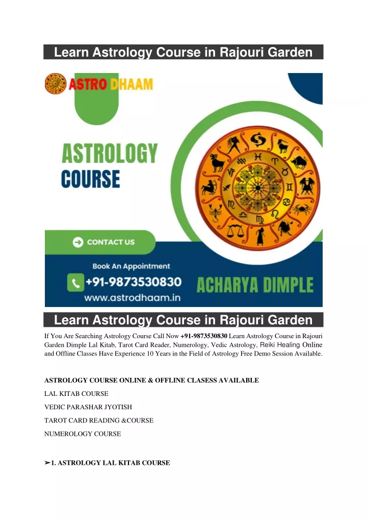 learn astrology course in rajouri garden