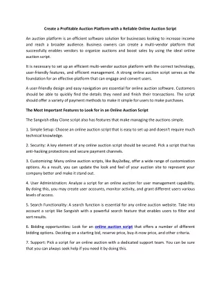 create a profitable auction platform with