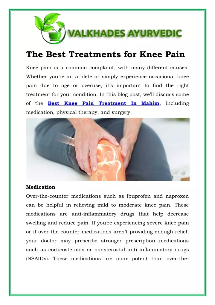 the best treatments for knee pain