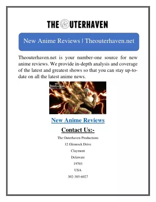 New Anime Reviews | Theouterhaven.net