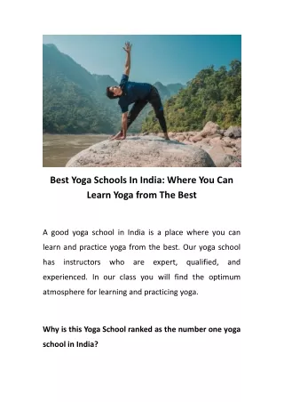 Best Yoga Schools In India: Where You Can Learn Yoga from The Best