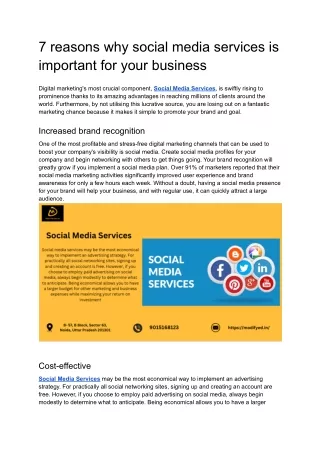 7 reasons why social media services is important for your business