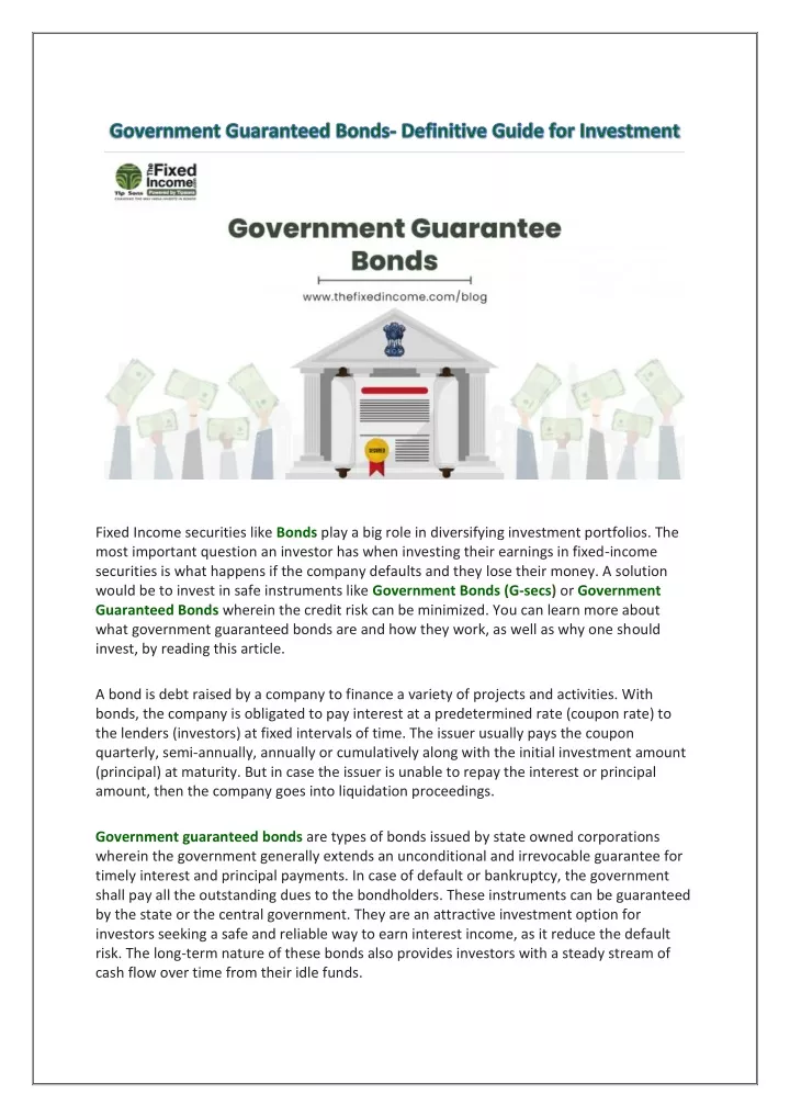 fixed income securities like bonds play