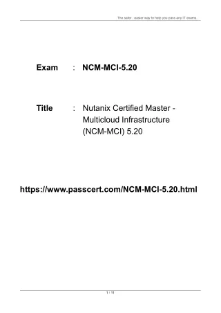 Nutanix Certified Master - Multicloud Infrastructure NCM-MCI-5.20 Dumps