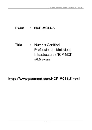 Nutanix Certified Professional - Multicloud Infrastructure NCP-MCI-6.5 Dumps