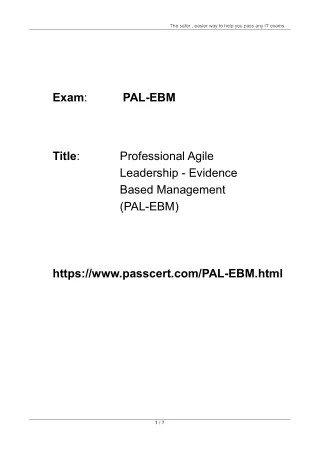 Professional Agile Leadership PAL-EBM Dumps