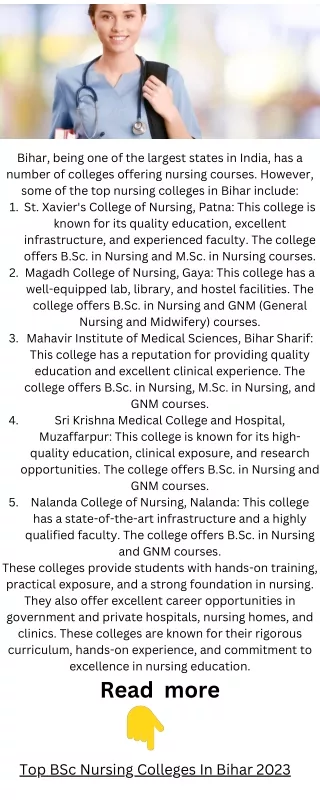 Top BSc Nursing Colleges in Bihar 2023