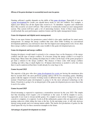 efficacy of the game developer to successfully