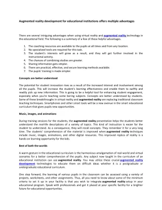 augmented reality development for educational
