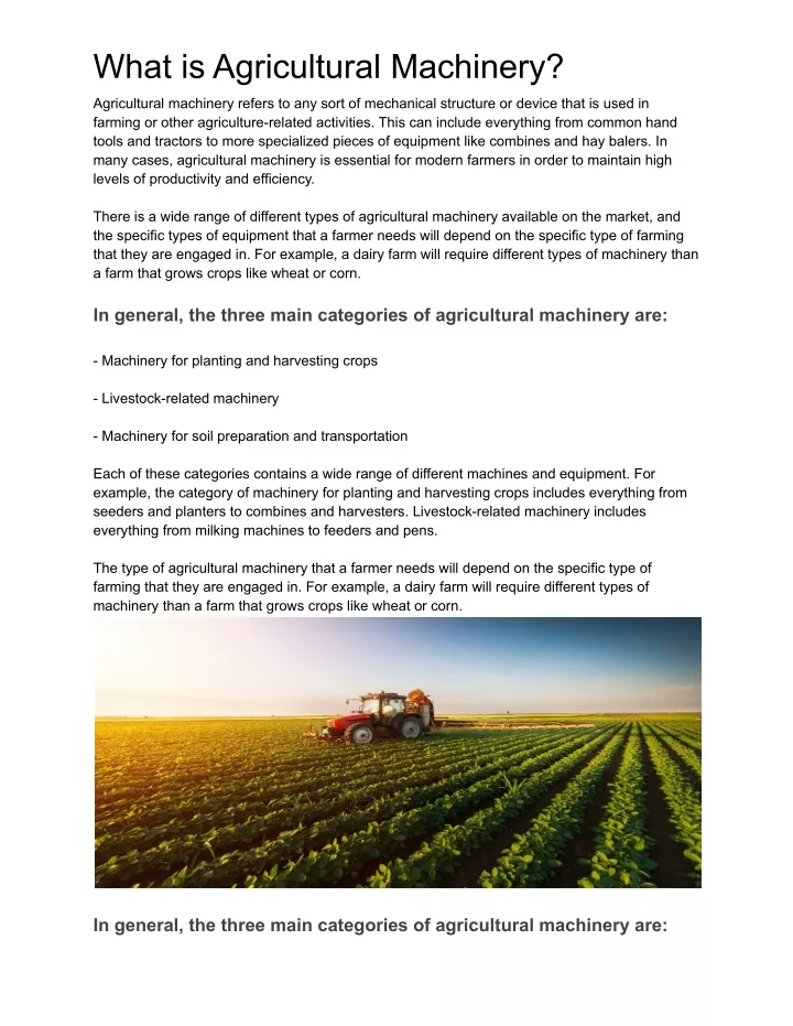 what is agricultural machinery