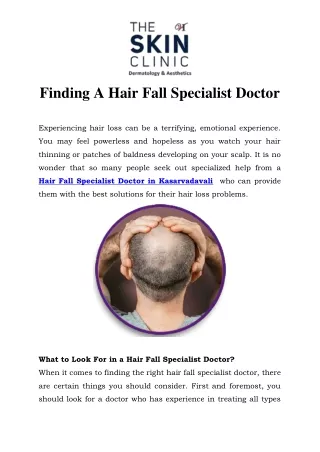 Hair Fall Specialist Doctor in Kasarvadavali Call-8291699161