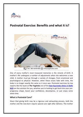 Postnatal Exercise Benefits at Best yoga center in Ghaziabad