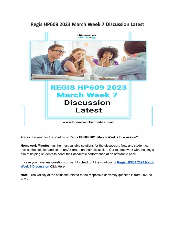 regis hp609 2023 march week 7 discussion latest