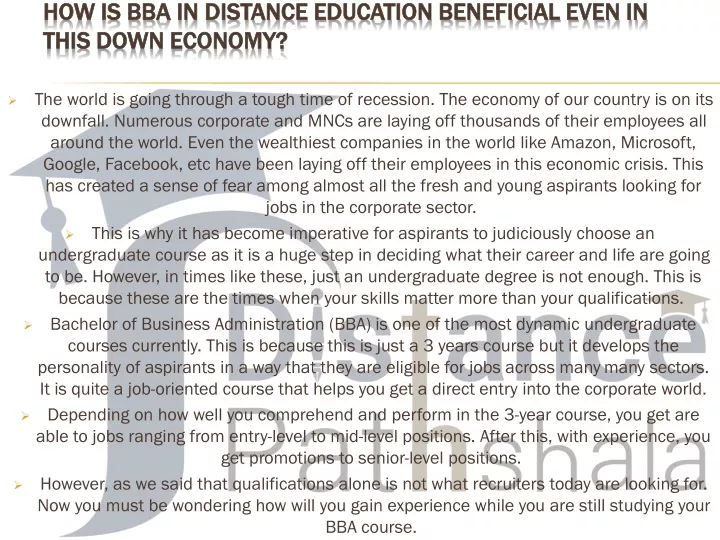 how is bba in distance education beneficial even