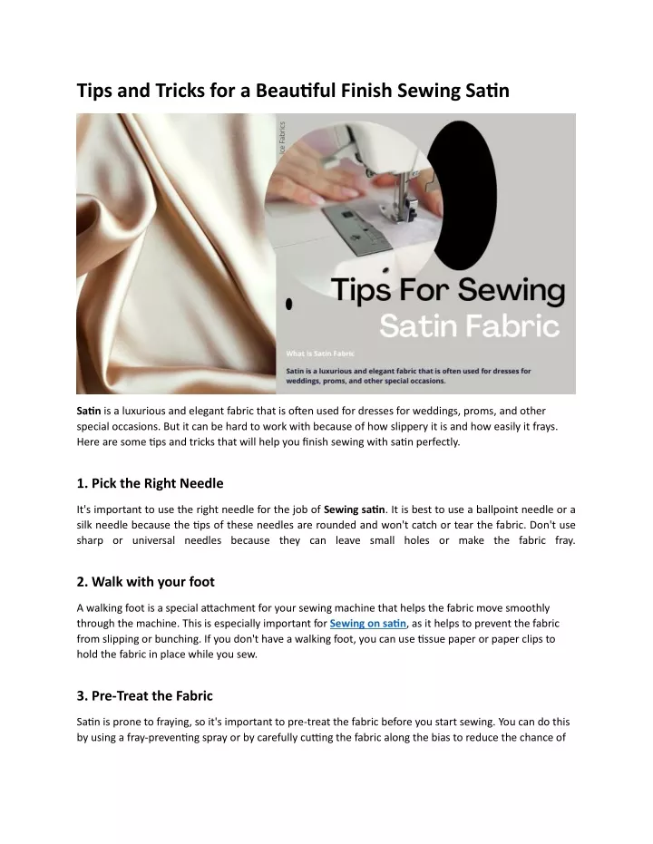 tips and tricks for a beautiful finish sewing