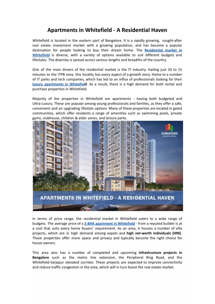 apartments in whitefield a residential haven