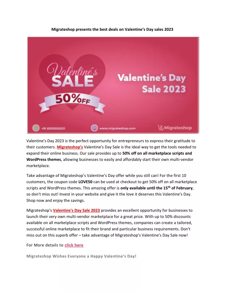 migrateshop presents the best deals on valentine