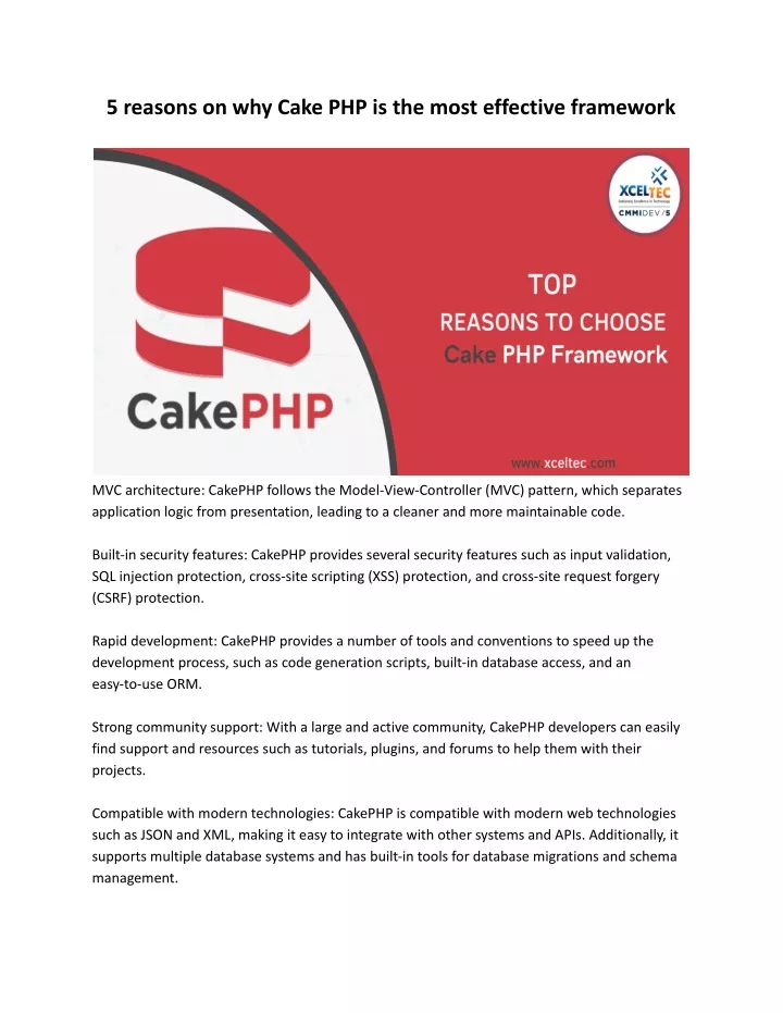 5 reasons on why cake php is the most effective