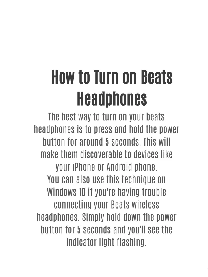 PPT How to Turn on Beats Headphones PowerPoint Presentation, free