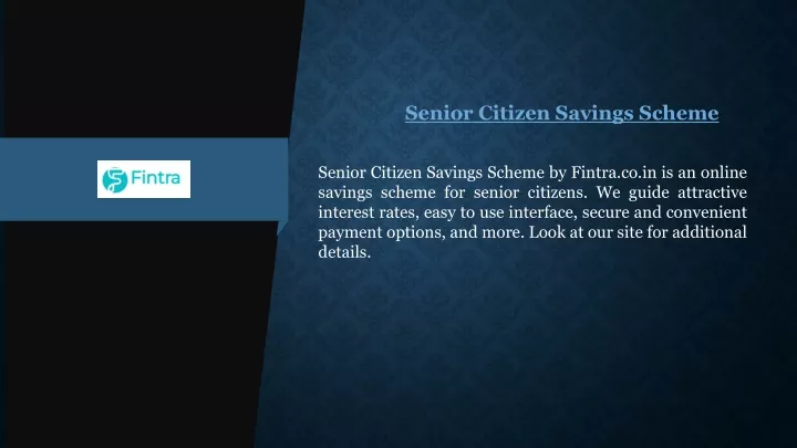 senior citizen savings scheme