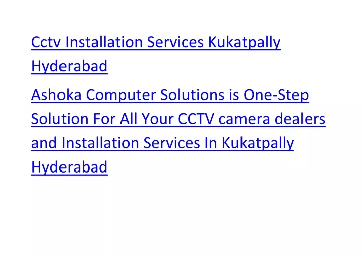 cctv installation services kukatpally hyderabad