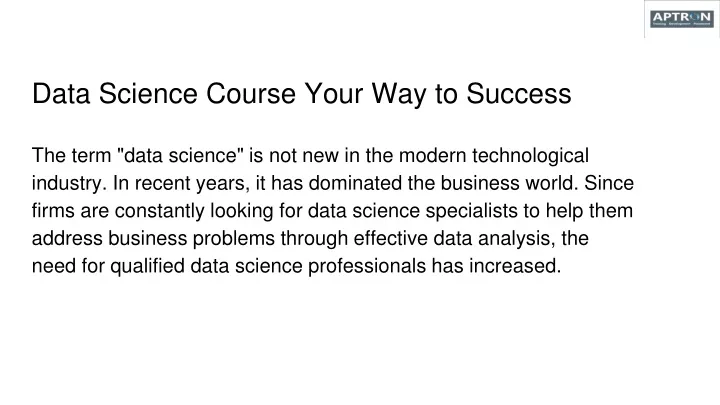 data science course your way to success