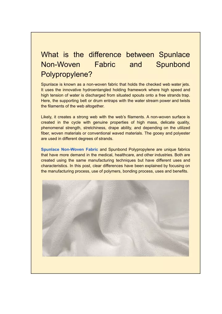 what is the difference between spunlace non woven