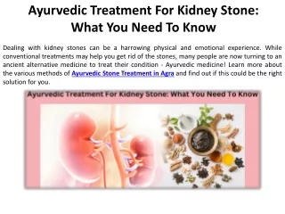 Facts You Should Know About Ayurvedic Kidney Stone Treatment