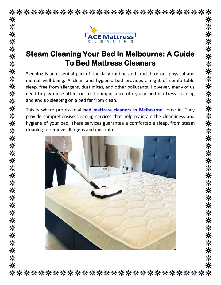 steam cleaning your bed in melbourne a guide